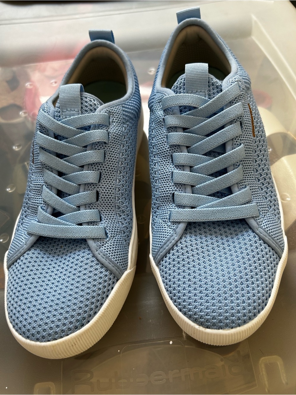 Dr. Scholl's Powder Blue Knit Lace-Up Sneakers